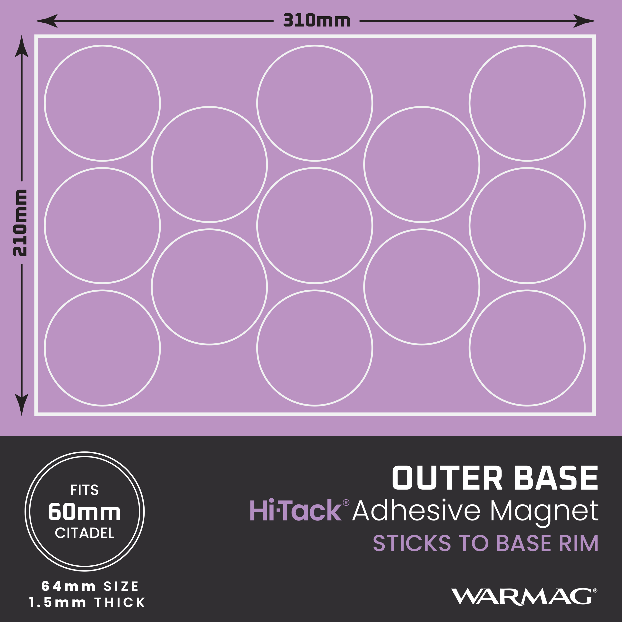 64mm Outer Base Magnet Circles (fits 60mm Citadel bases) - Image 2