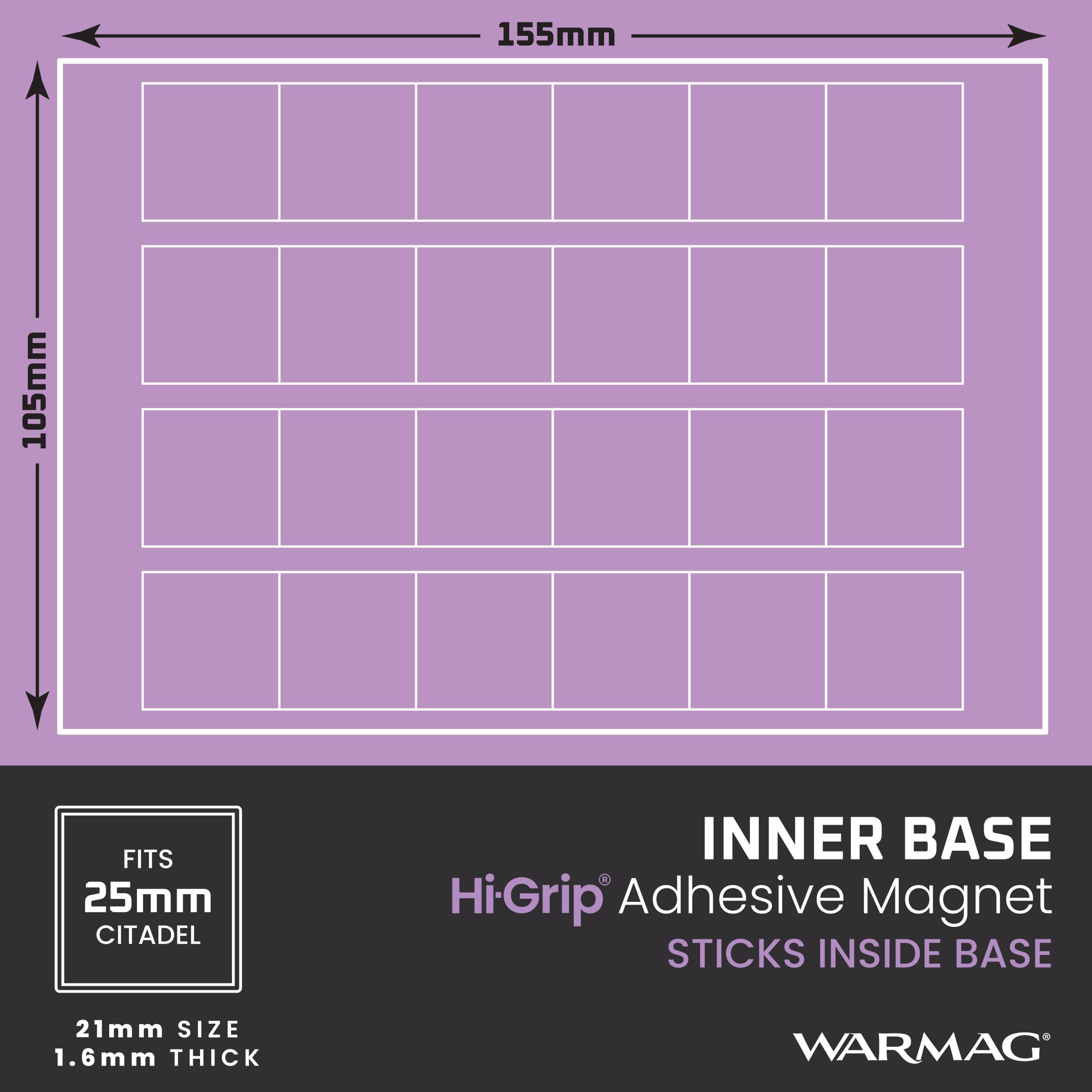 Hi-Grip® Inner Base Magnets to fit inside 25mm square bases - Image 2